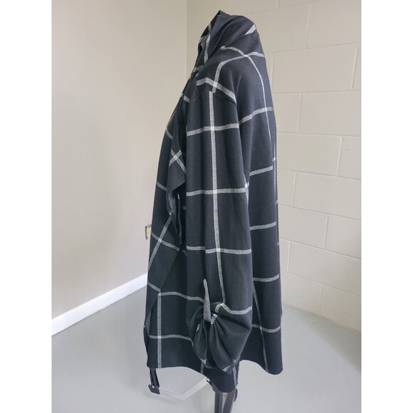 Poppi + Blue Bird Womens Open Cardigan Sweater Long Sleeve Black Plaid Size 3X - Picture 4 of 6